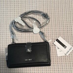 Nine West Black Crossbody Bag with Silver Hardware and Minimalist Design